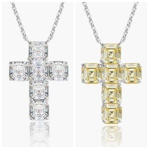 Simulated Diamond Cross 925 Silver Necklace